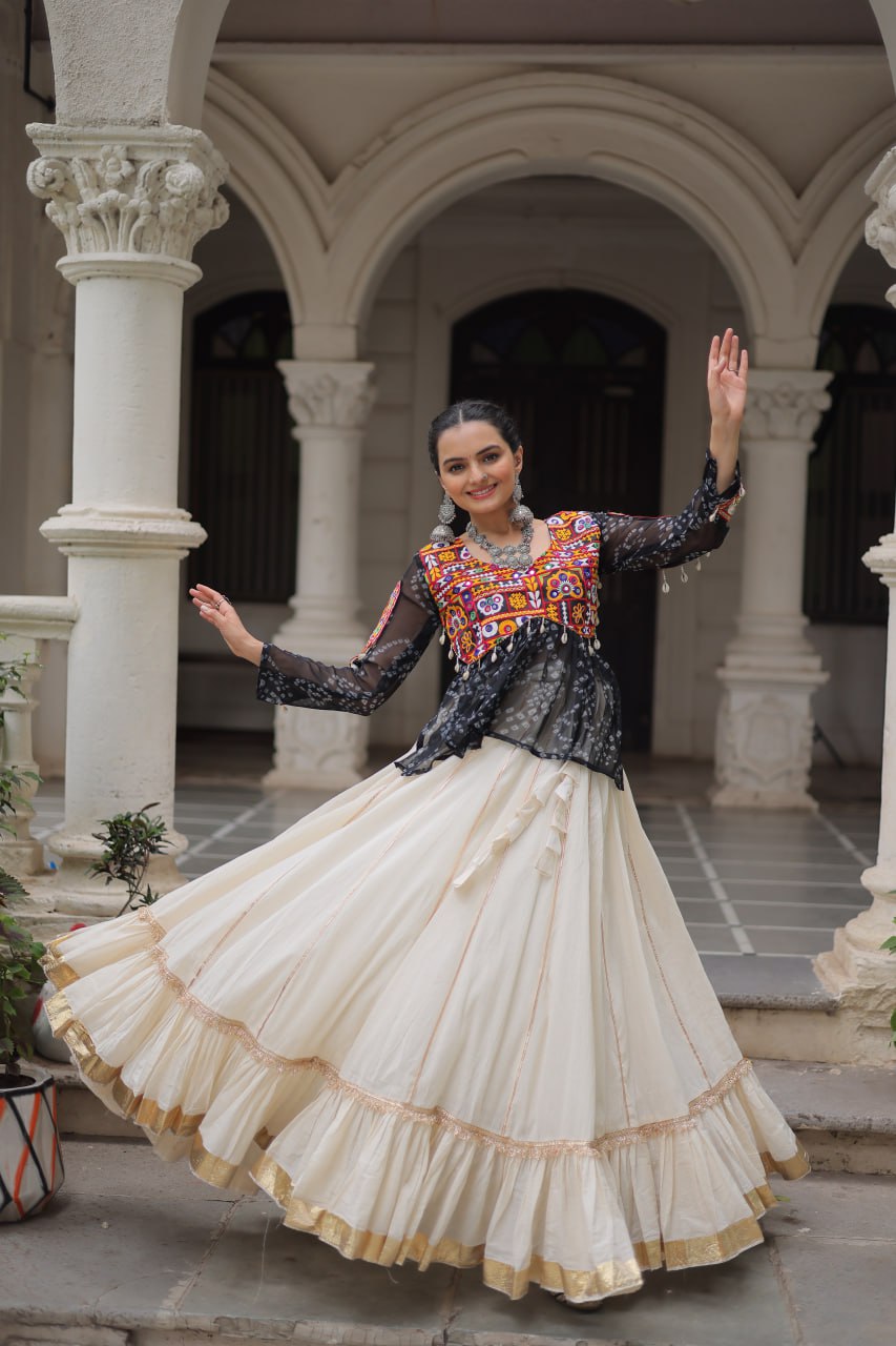 Navratri Wear Pink Cotton Gota Patti Lehenga Choli