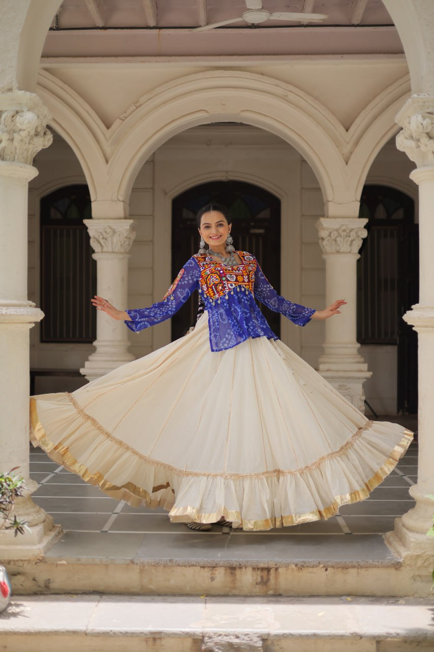 Navratri Wear Pink Cotton Gota Patti Lehenga Choli