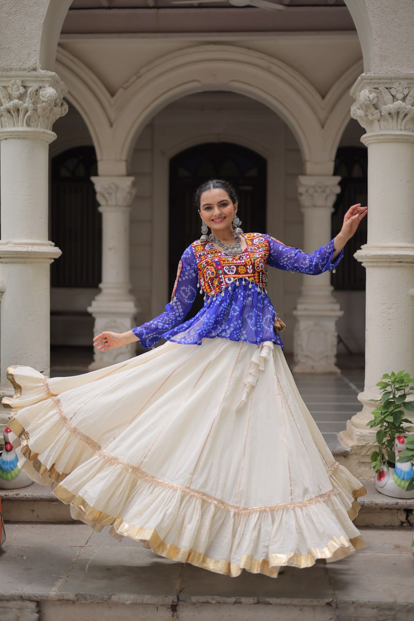 Navratri Wear Pink Cotton Gota Patti Lehenga Choli