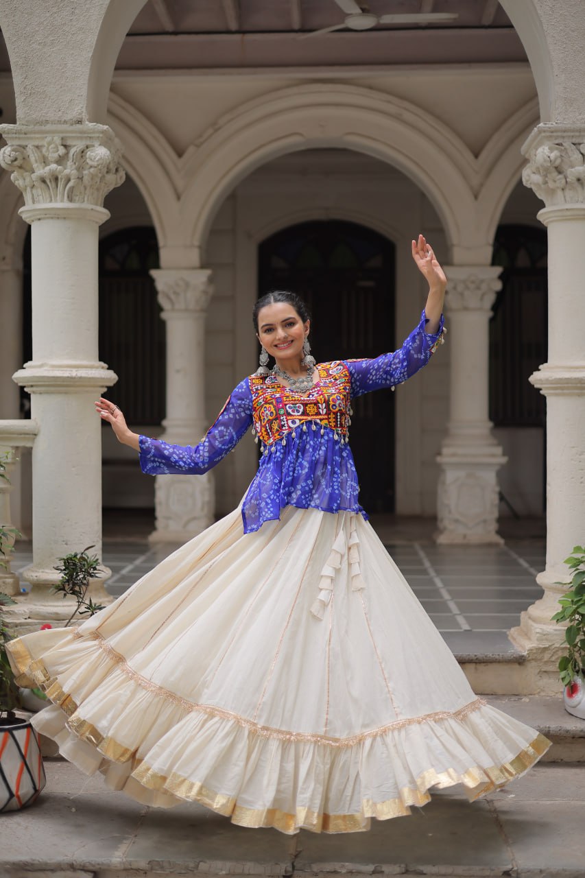 Navratri Wear Pink Cotton Gota Patti Lehenga Choli