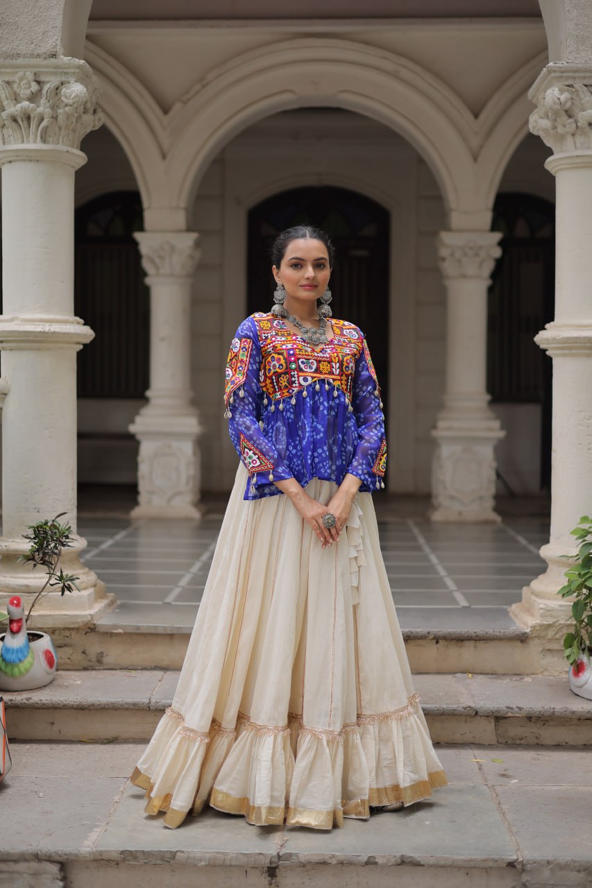 Navratri Wear Pink Cotton Gota Patti Lehenga Choli