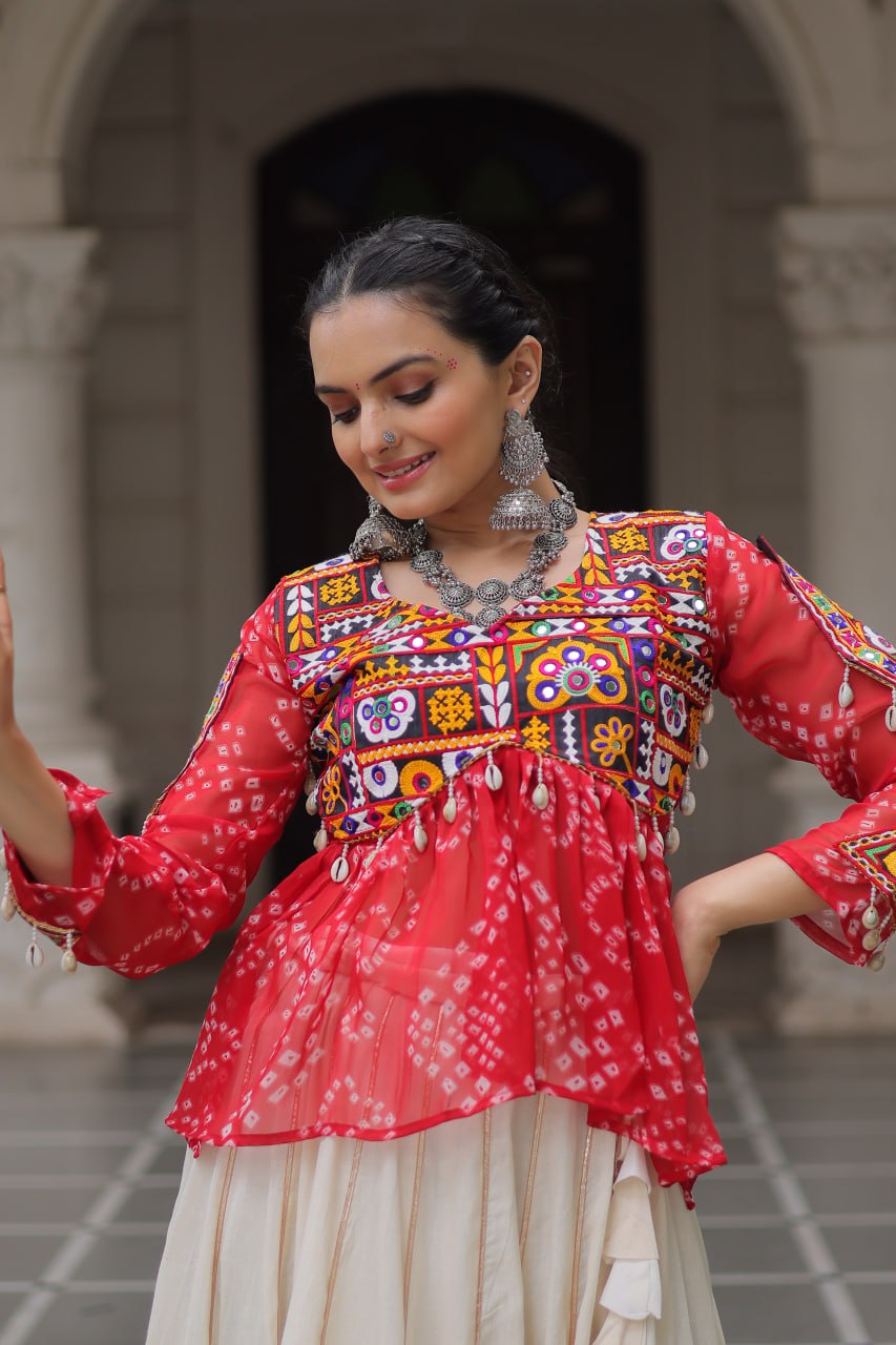 Navratri Wear Pink Cotton Gota Patti Lehenga Choli