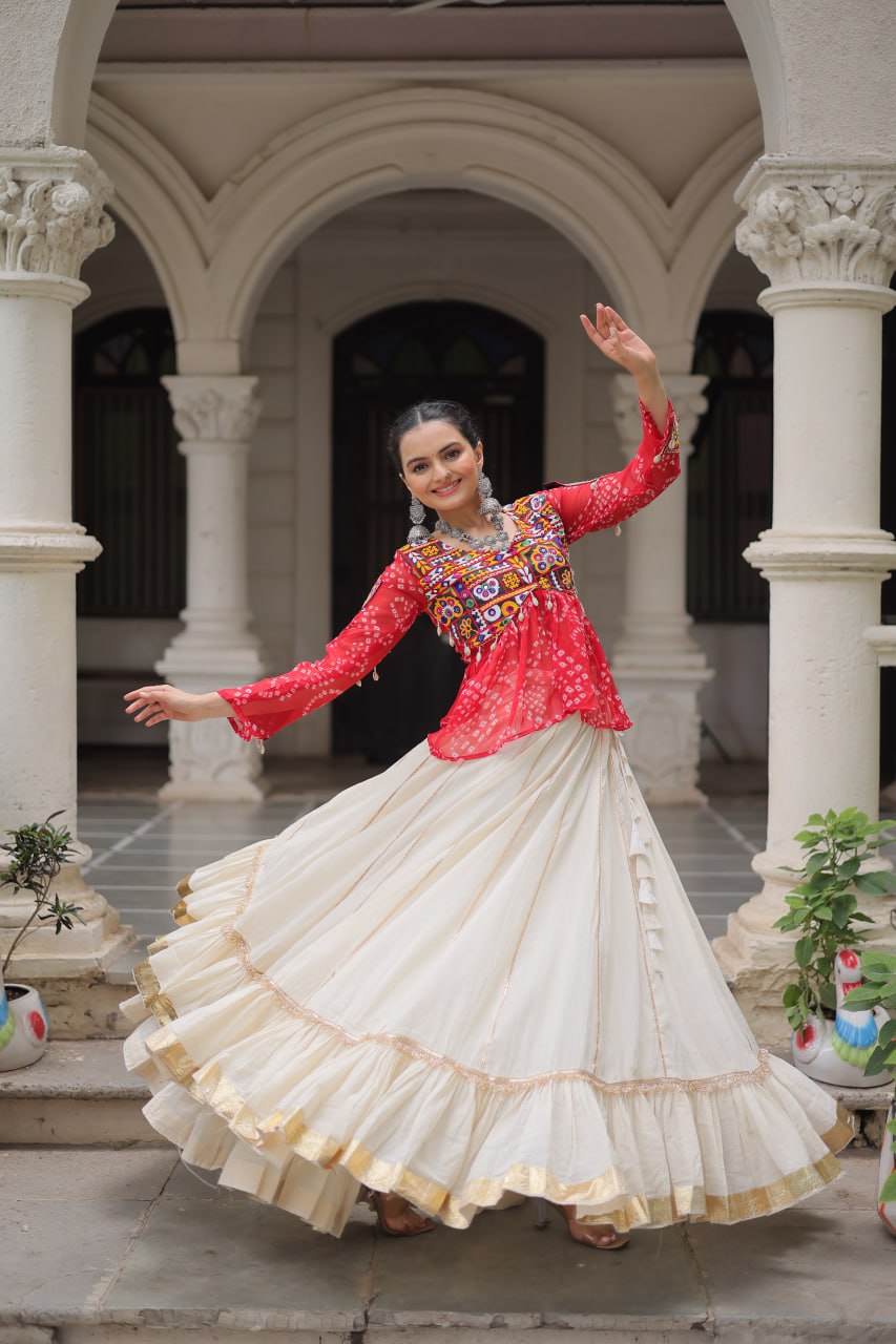 Navratri Wear Pink Cotton Gota Patti Lehenga Choli