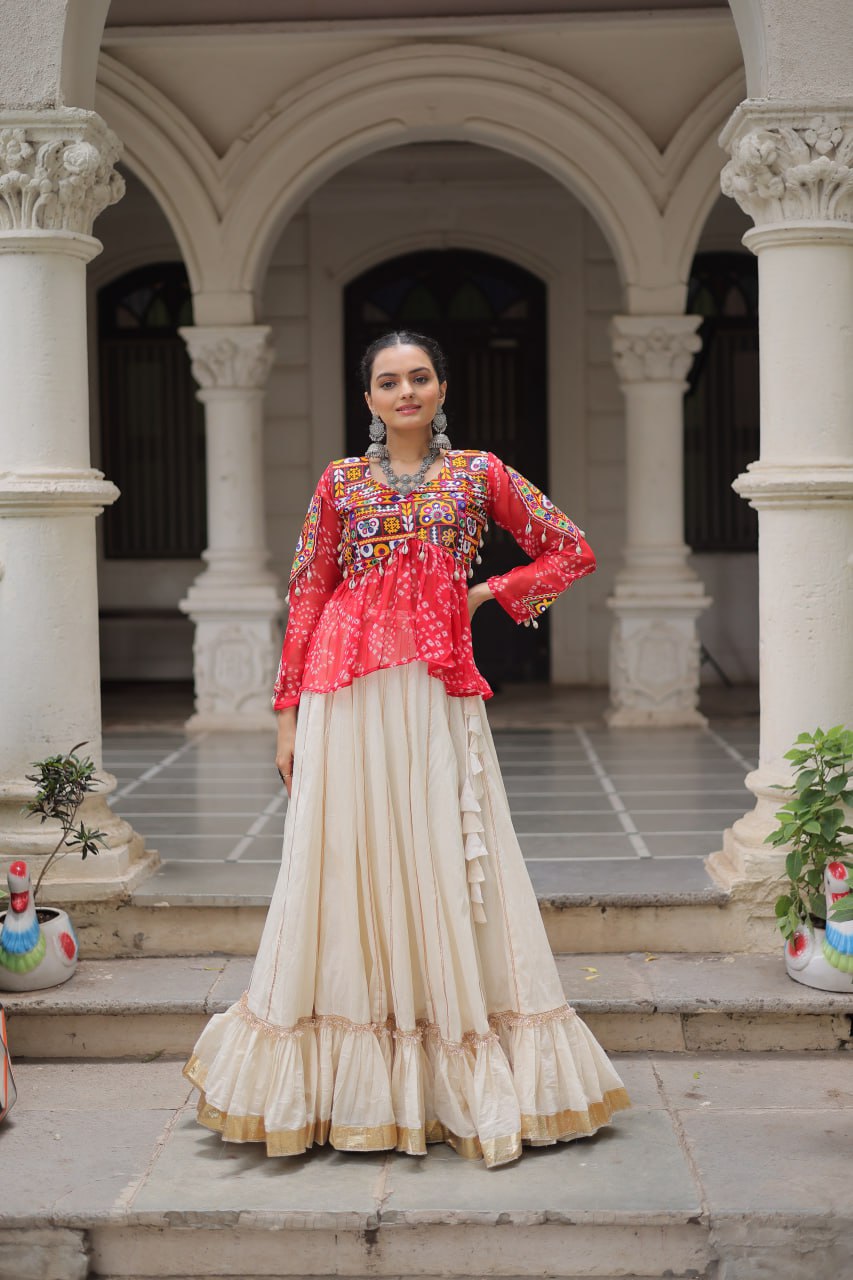Navratri Wear Pink Cotton Gota Patti Lehenga Choli