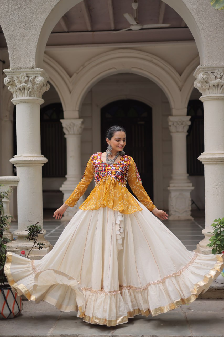 Navratri Wear Pink Cotton Gota Patti Lehenga Choli