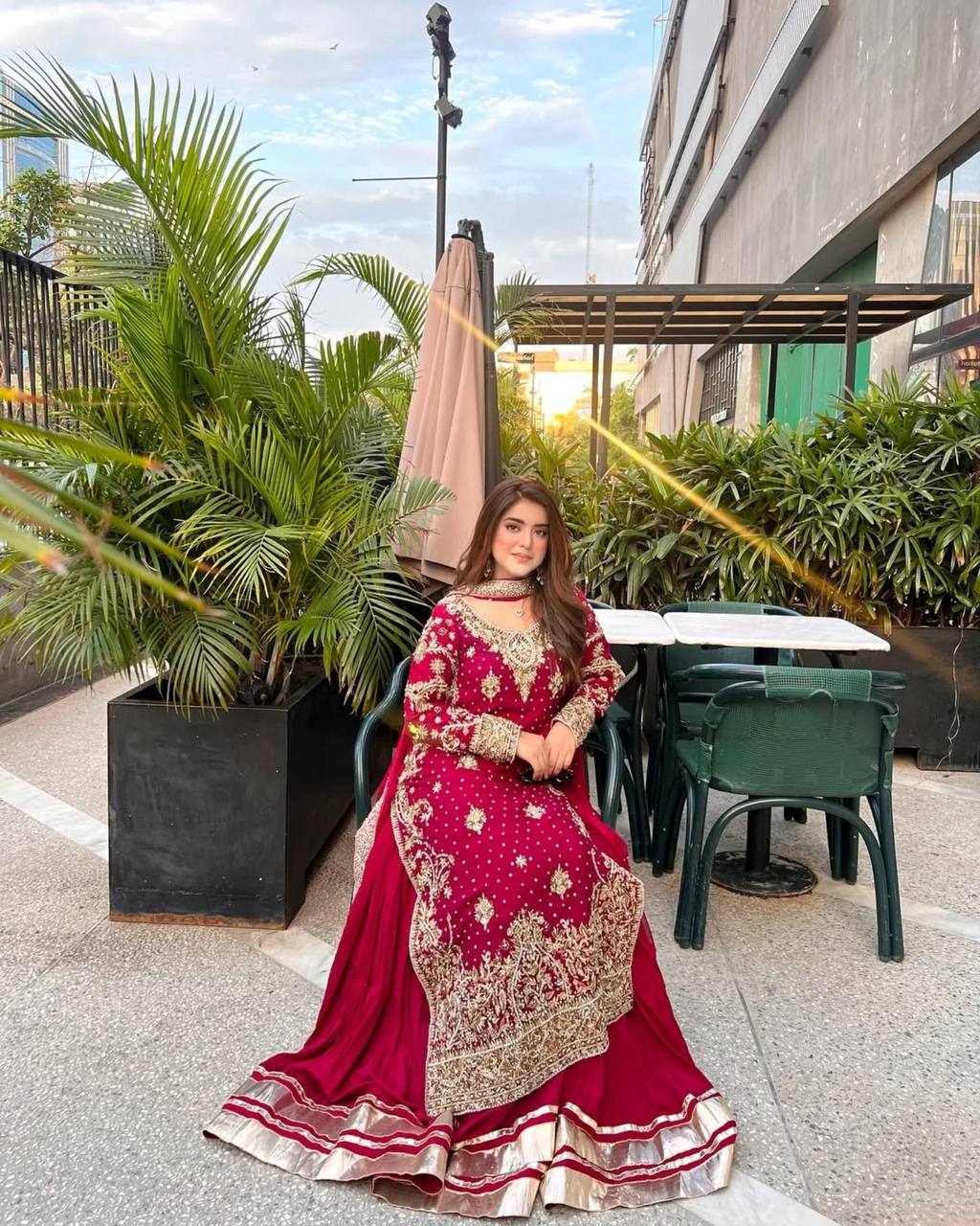 Lovely Red Color Sequence Work Sharara Suit