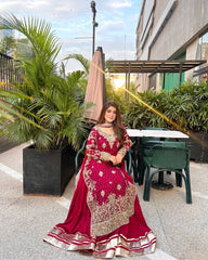 Lovely Red Color Sequence Work Sharara Suit