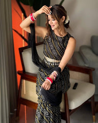 Party Wear Black Georgette Digital Print Sharara Suit