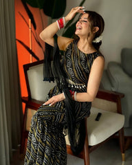 Party Wear Black Georgette Digital Print Sharara Suit
