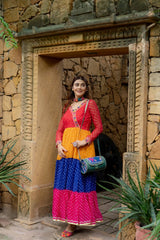 Navratri Collection Multicolor Georgette With Mirror Work Gown
