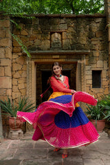 Navratri Collection Multicolor Georgette With Mirror Work Gown