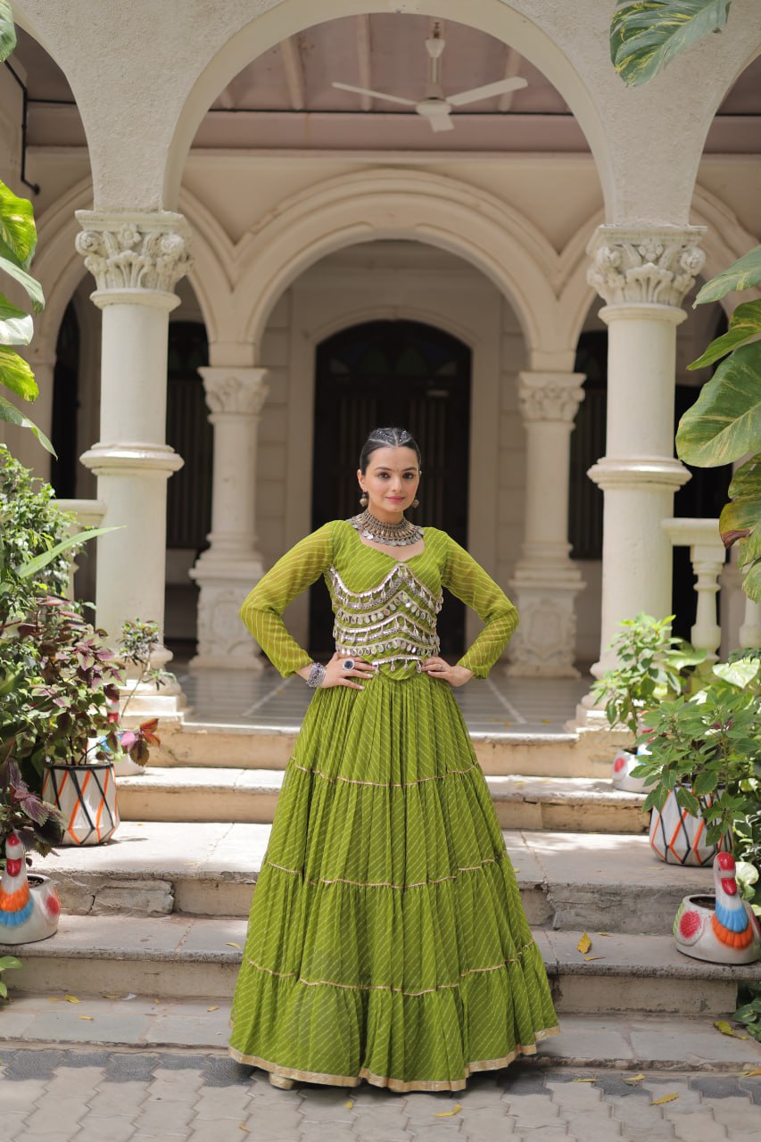 Navratri Collection Pink Color Mirror Work Lehenga Choli
