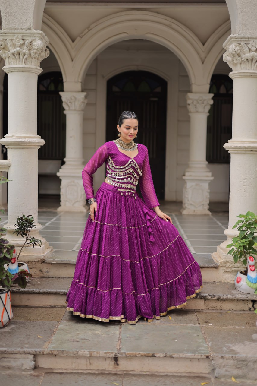 Navratri Collection Pink Color Mirror Work Lehenga Choli