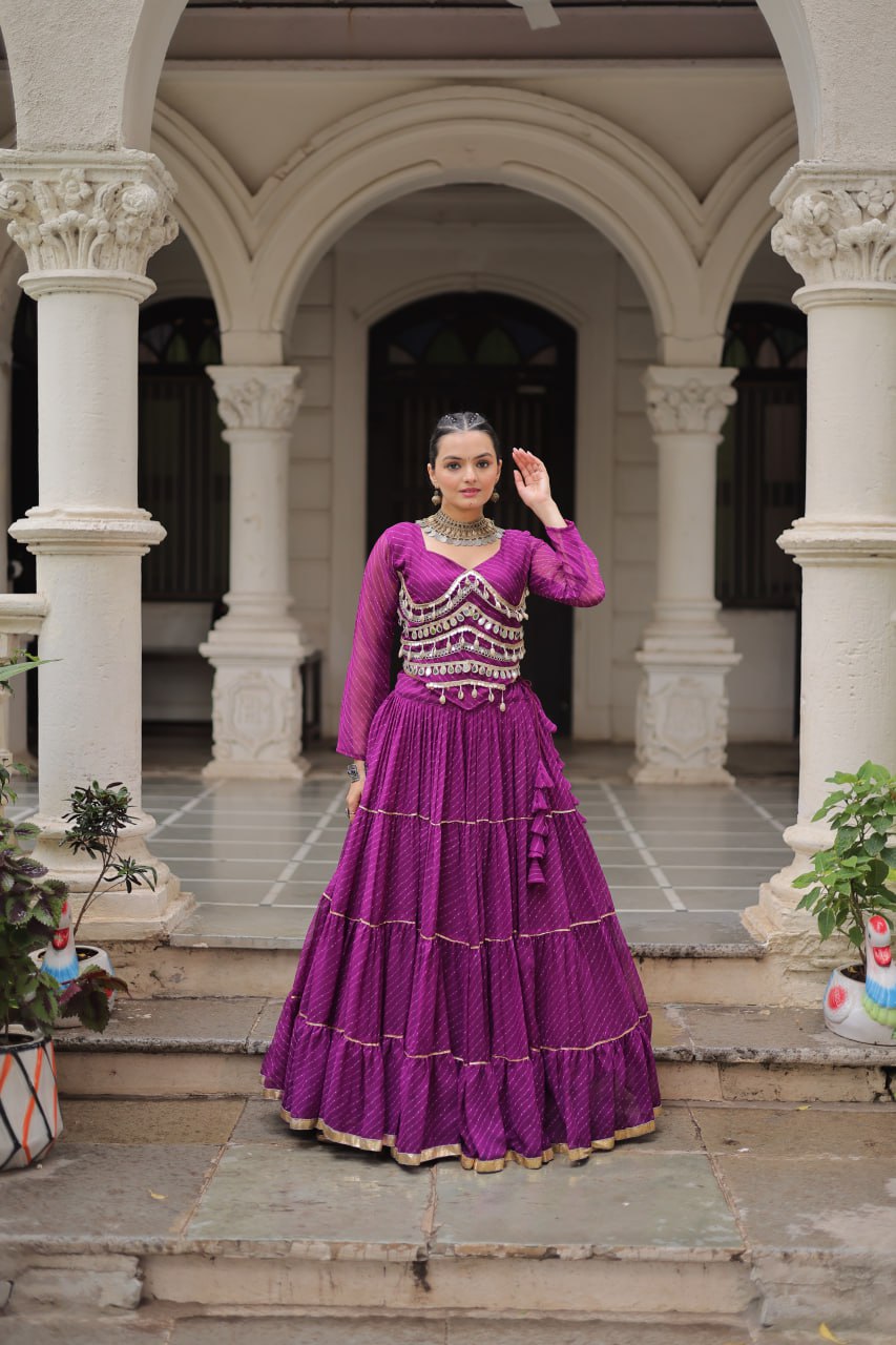 Navratri Collection Pink Color Mirror Work Lehenga Choli