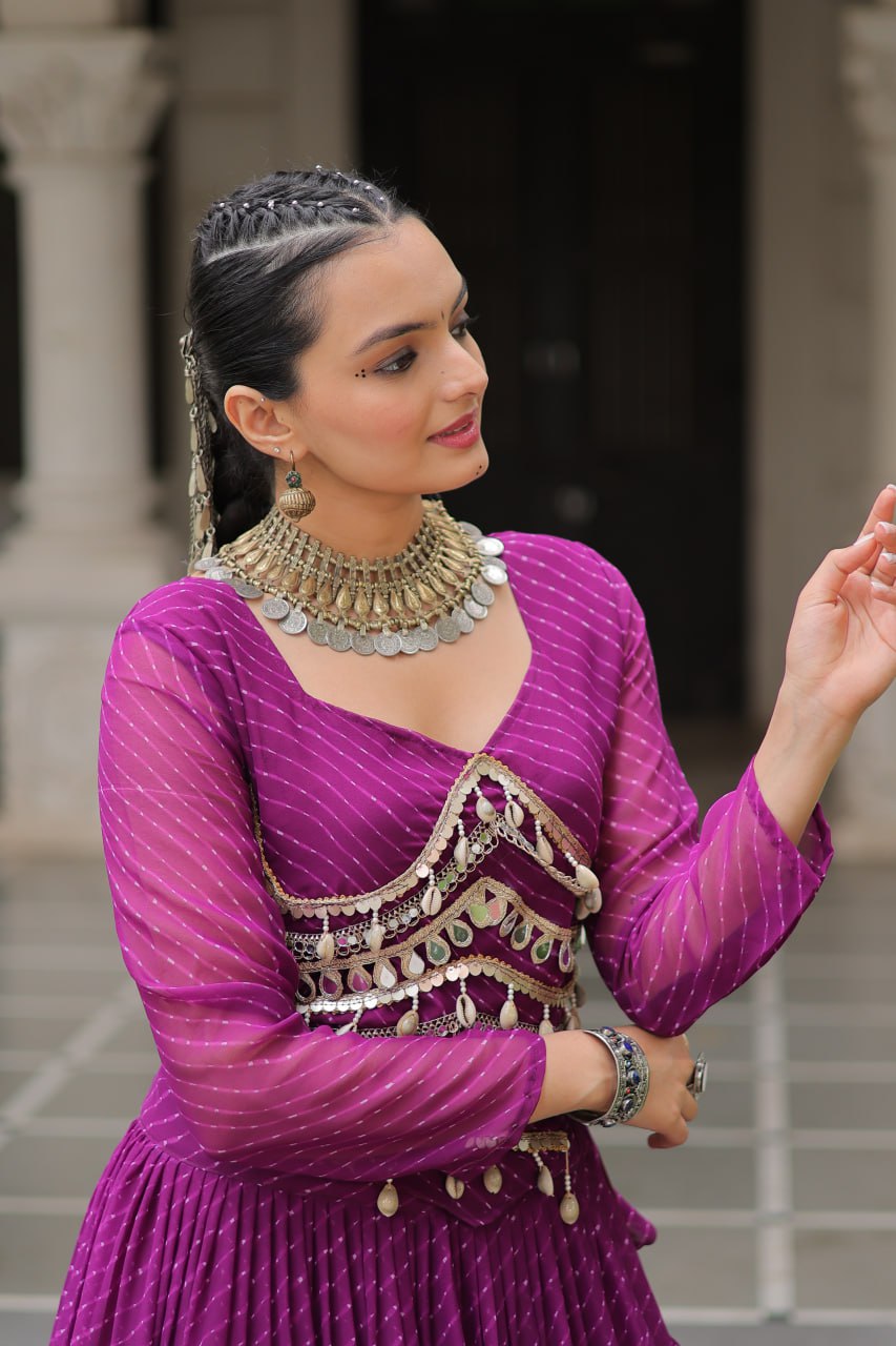 Navratri Collection Pink Color Mirror Work Lehenga Choli