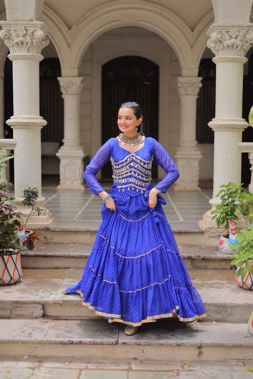 Navratri Collection Pink Color Mirror Work Lehenga Choli