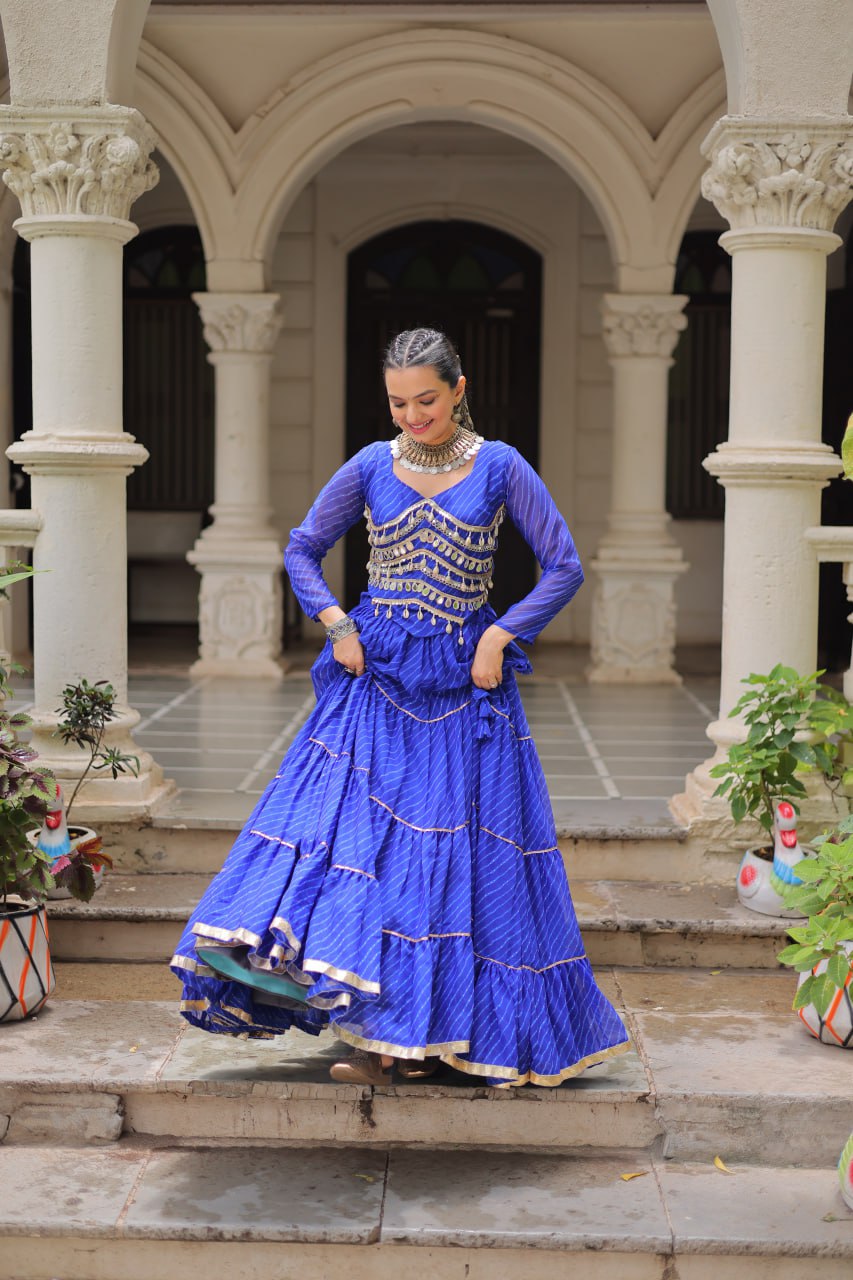 Navratri Collection Pink Color Mirror Work Lehenga Choli