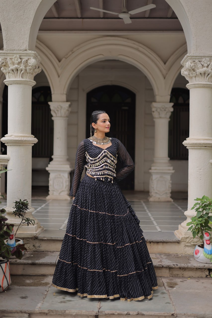 Navratri Collection Pink Color Mirror Work Lehenga Choli