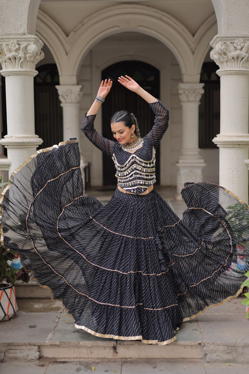 Navratri Collection Pink Color Mirror Work Lehenga Choli