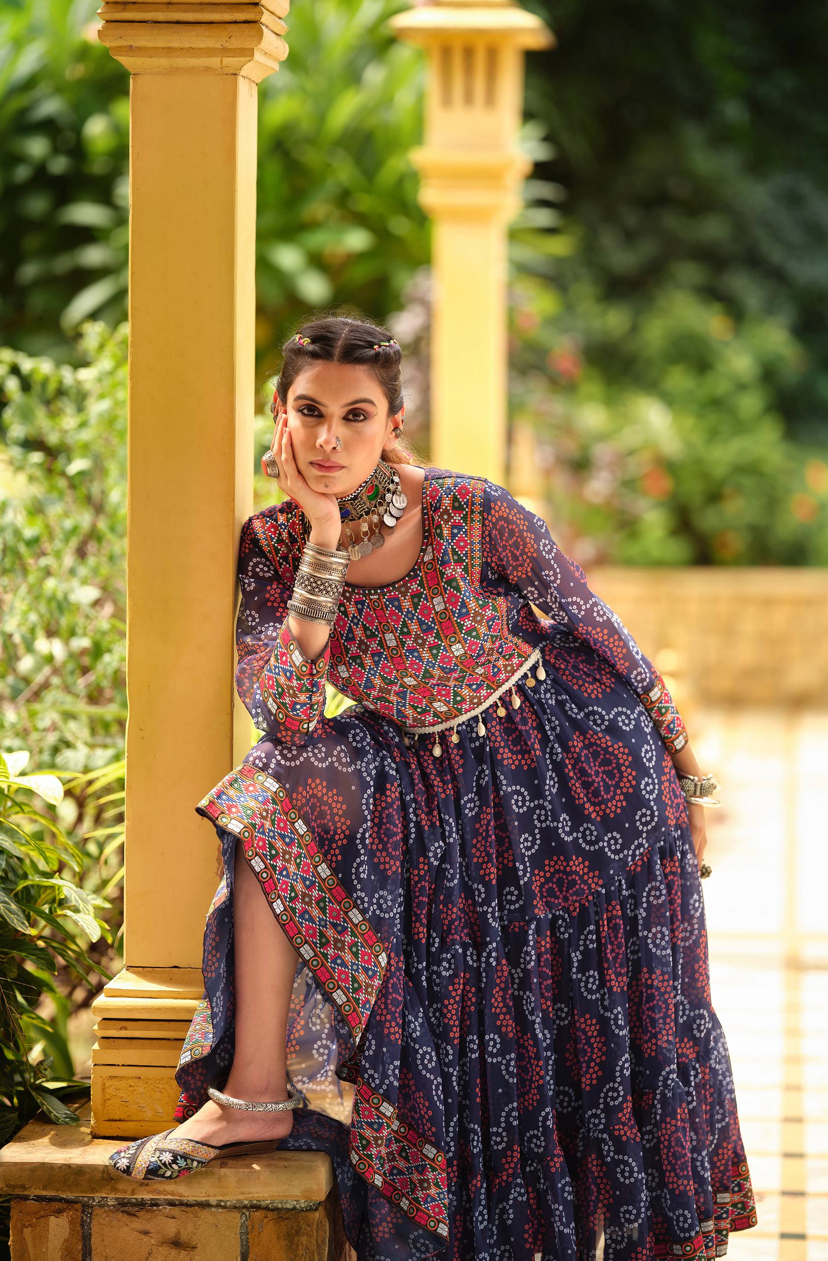 Lovely Pink Color Georgette Gamthi Work Gown