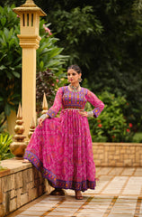 Lovely Pink Color Georgette Gamthi Work Gown