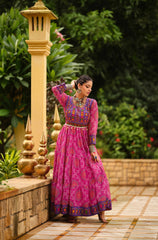 Lovely Pink Color Georgette Gamthi Work Gown