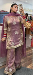 Gorgeous Pista Fendi Silk Sequence Work Palazzo Suit