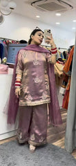Gorgeous Pista Fendi Silk Sequence Work Palazzo Suit