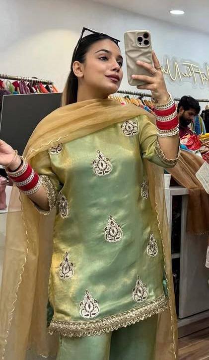 Gorgeous Pista Fendi Silk Sequence Work Palazzo Suit