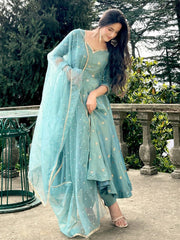 Exclusive Blue Vichitra Silk Sequence Work Gown