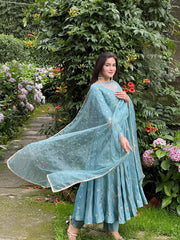 Exclusive Blue Vichitra Silk Sequence Work Gown