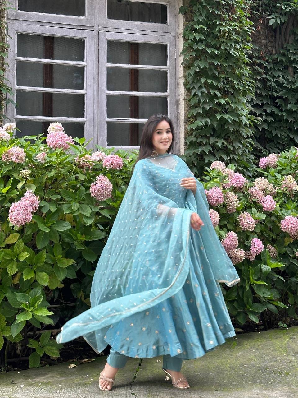 Exclusive Blue Vichitra Silk Sequence Work Gown
