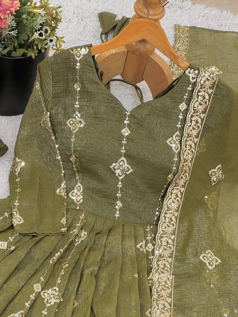 Trendy Pink Silk Sequence Work Sharara Suit