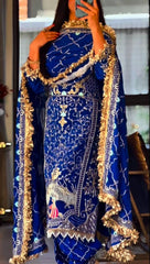 Pretty Blue Crepe Sequence Work Dhoti Suit