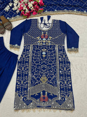 Pretty Blue Crepe Sequence Work Dhoti Suit