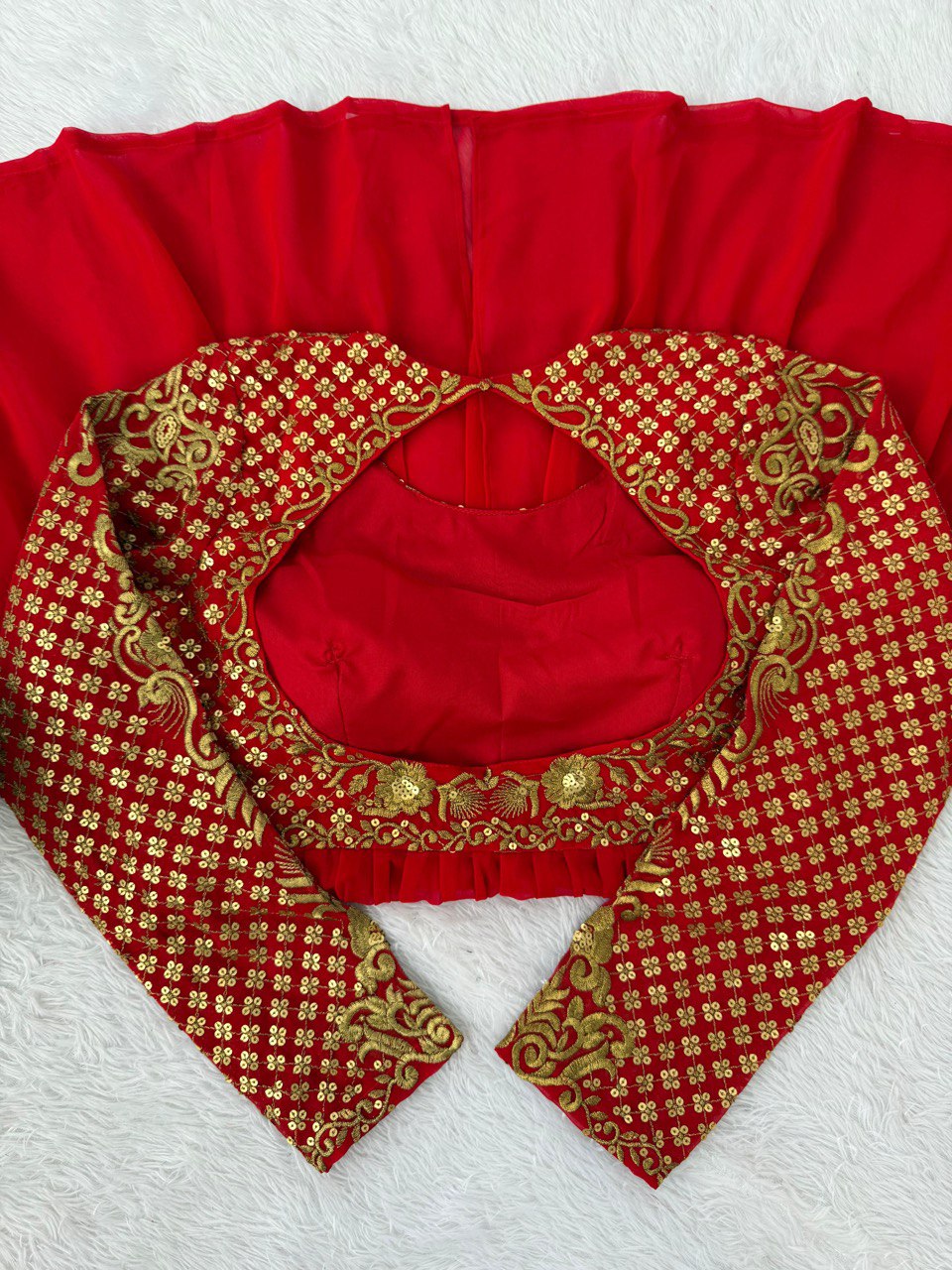 Ravishing Red Color Georgette Sequence Work Sharara Suit