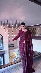 Marvelous Wine Color Kasturi Silk Work Saree