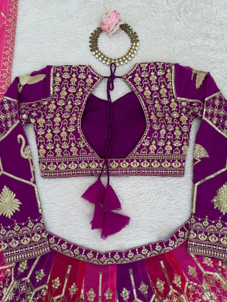 Exclusive Pink Color Georgette Thread Work Lehenga Choli