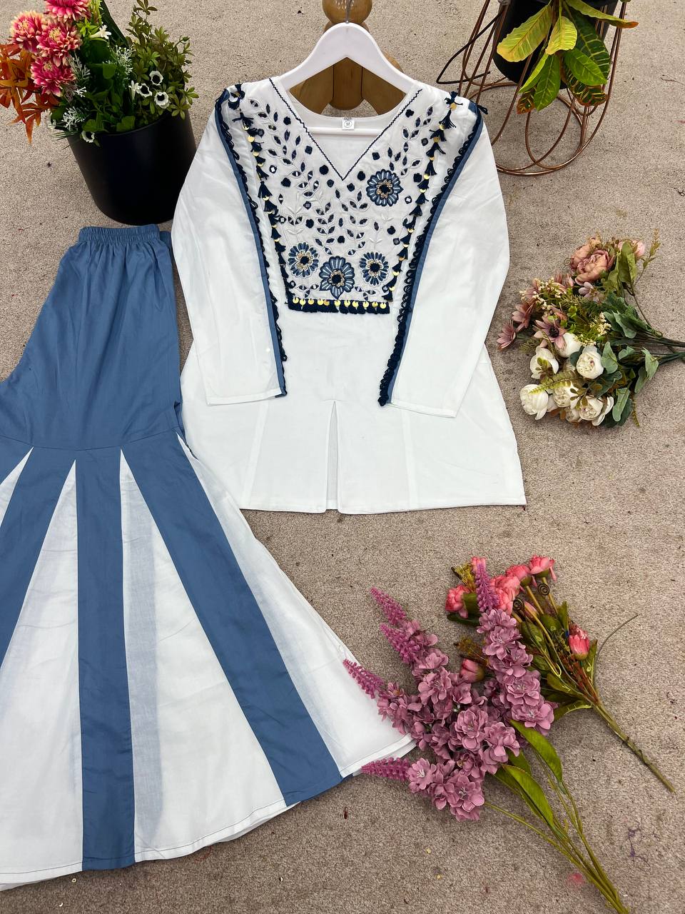 Lovely White Color Silk With Embroidery Work Co-ord Set