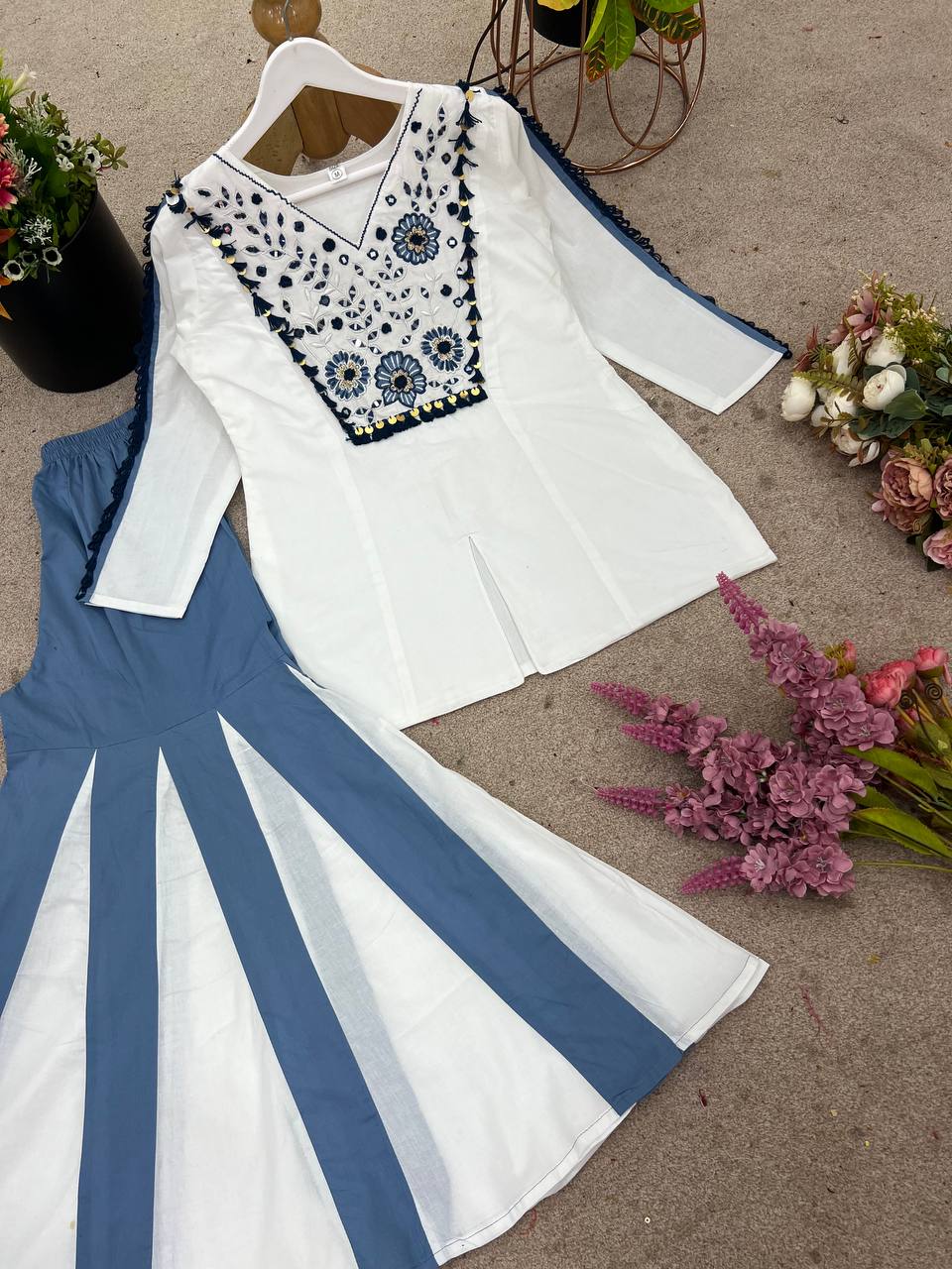 Lovely White Color Silk With Embroidery Work Co-ord Set