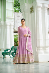 Trendy Sky Blue Color Georgette Embroidery Gown