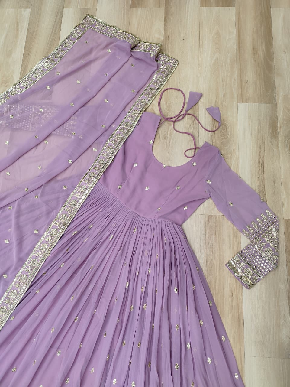 Trendy Sky Blue Color Georgette Embroidery Gown