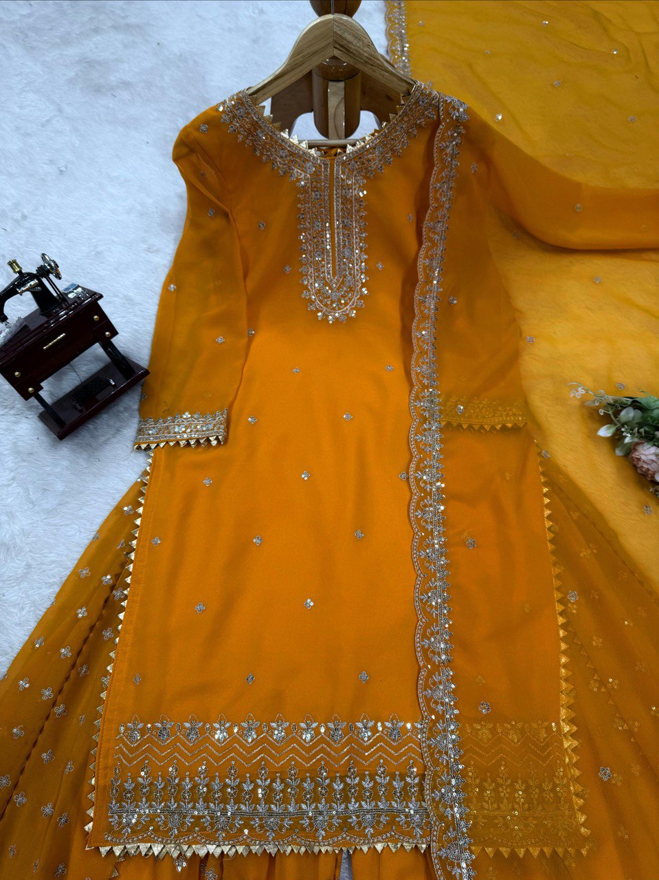 Lovely Blue Color Georgette Thread Work Sharara Suit