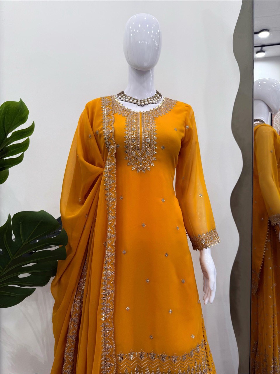 Lovely Blue Color Georgette Thread Work Sharara Suit