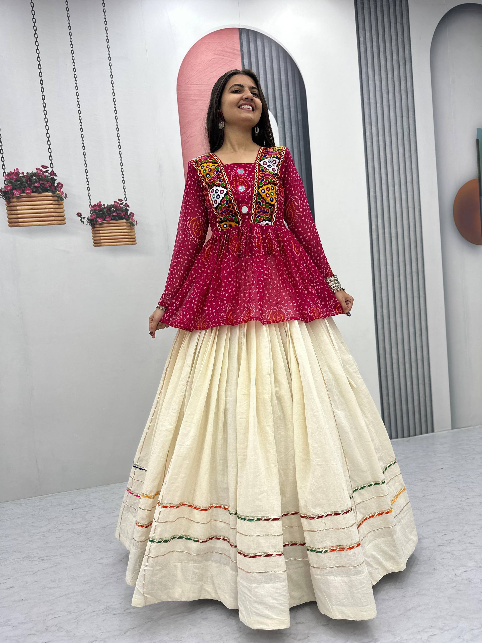 Glorious Black Color Bandhej Print Gamthi Work Lehenga Choli