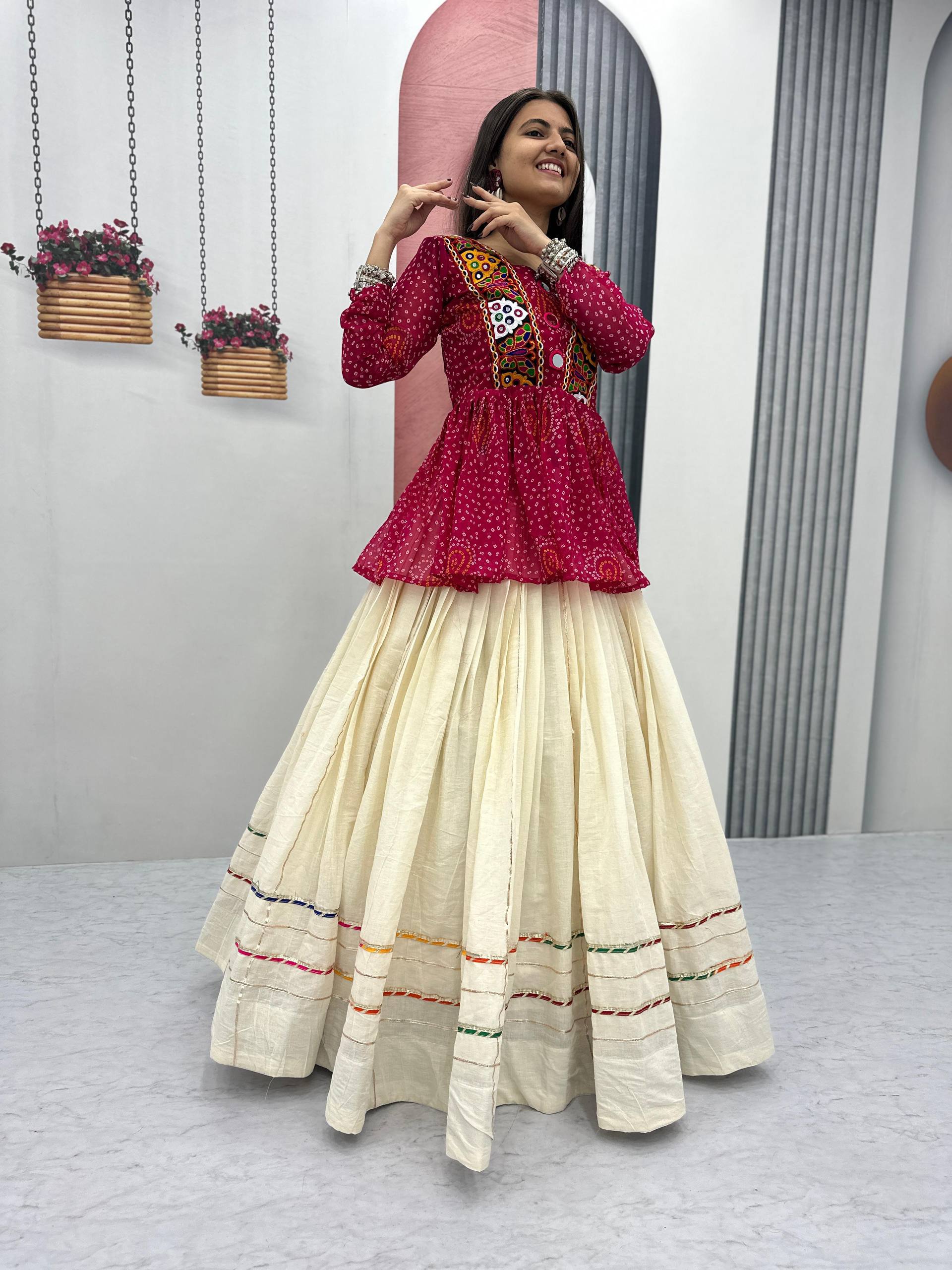 Glorious Black Color Bandhej Print Gamthi Work Lehenga Choli