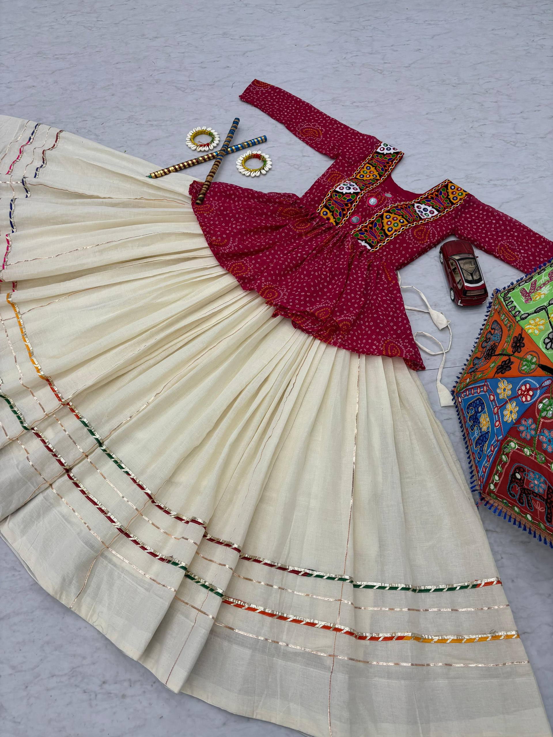 Glorious Black Color Bandhej Print Gamthi Work Lehenga Choli