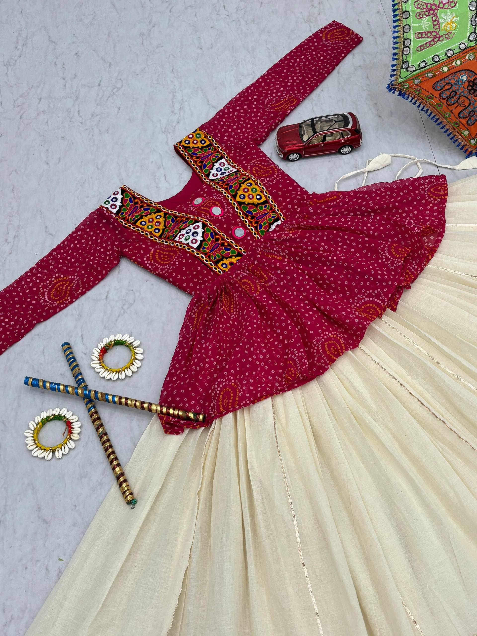 Glorious Black Color Bandhej Print Gamthi Work Lehenga Choli