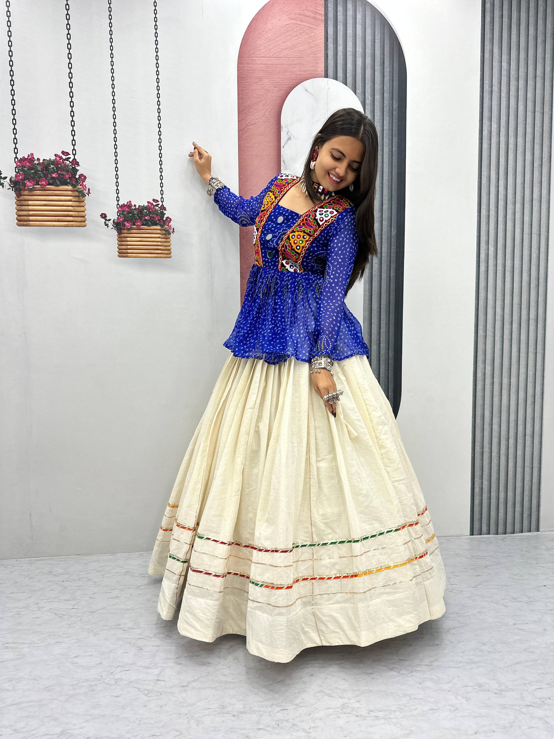 Glorious Black Color Bandhej Print Gamthi Work Lehenga Choli