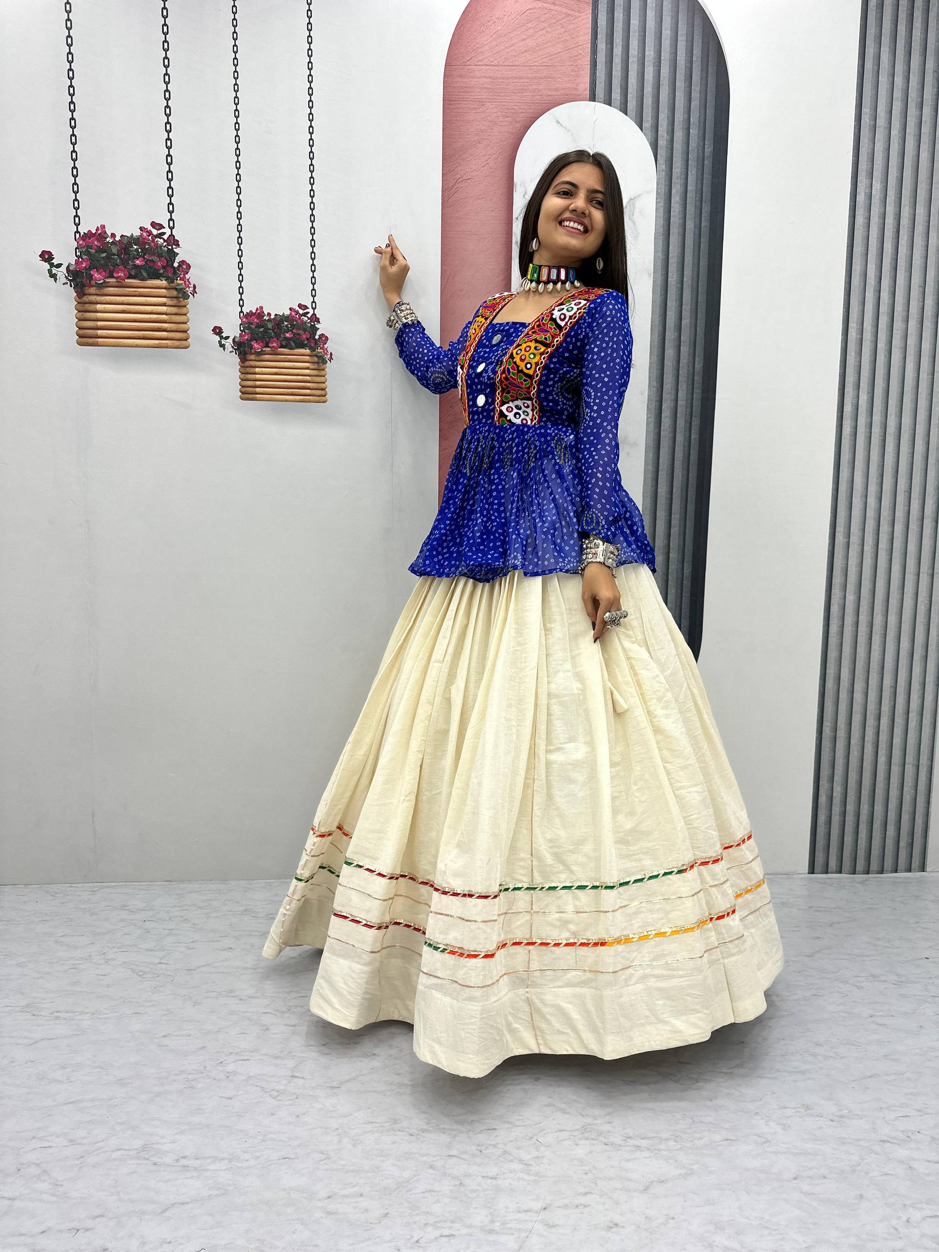 Glorious Black Color Bandhej Print Gamthi Work Lehenga Choli